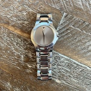 Movado Watch Men Silver Tone Stainless 84 G1 1898 Swiss Made